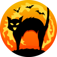 Halloween grognement noir chat lune cimetière png
