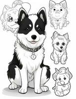 linda perro ilustración, colorante libro para niños foto