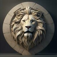 Lion Head with 3D carve and sculpture photo