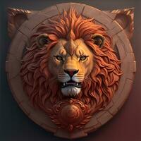 Lion Head with 3D carve and sculpture photo