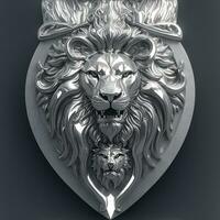 Lion Head with 3D carve and sculpture photo