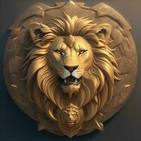 Lion Head with 3D carve and sculpture photo