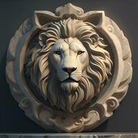 Lion Head with 3D carve and sculpture photo