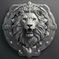 Lion Head with 3D carve and sculpture photo