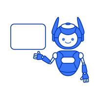 Robot holding blank poster banner or showing information vector