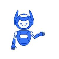 Robot presenting or welcoming gesture vector illustration. Robot mascot character illustration design