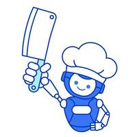 Robot chef holding knife vector illustration. Robot chef mascot illustration design