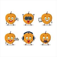 Lulo fruit cartoon character are playing games with various cute emoticons vector