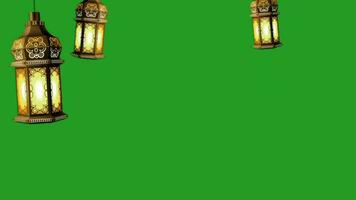islamique lanterne pendaison vert écran animation video