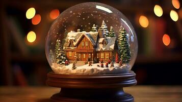 Merry Christmas Snow globe Generative AI photo