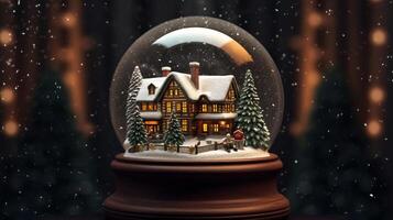 Merry Christmas Snow globe Generative AI photo