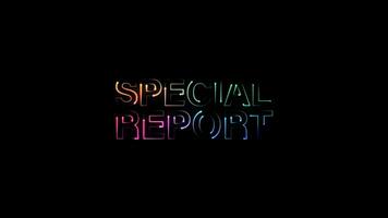 Special report colorful neon laser text animation effect video