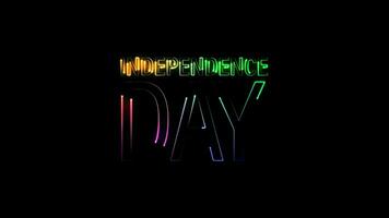 Independence Day colorful neon laser text animation glitch effect video