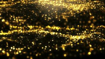 Loop glow gold glittering bokeh particles wave animation video
