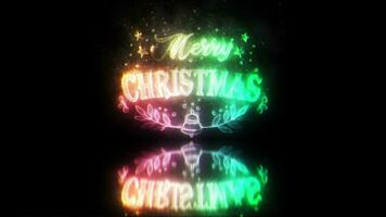 Merry Christmas colorful neon laser text glitch effect animation video