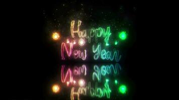 Happy New Year colorful neon laser text animation effect video