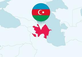 Europa con seleccionado azerbaiyán mapa y azerbaiyán bandera icono. vector