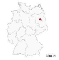 Berlin map, German map. Map of Germany in red color vector