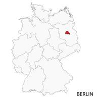 Berlin map, German map. Map of Germany in red color vector