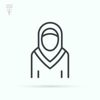 Muslim woman. Hijab woman line icon. Isolated vector illustration on white background.