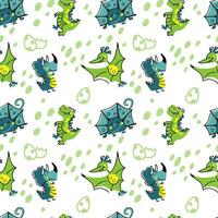 Fun dinosaurios, kid print on white background. Seamless pattern. Vector. vector