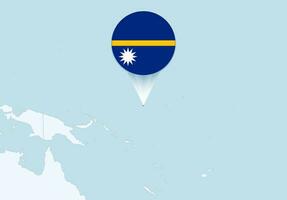 Oceanía con seleccionado nauru mapa y nauru bandera icono. vector