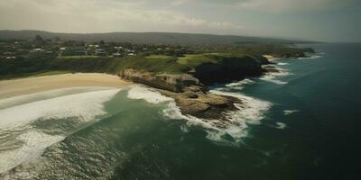 Breathtaking Aerial View of the Coastal Beauty and Pristine Beaches - AI generated photo