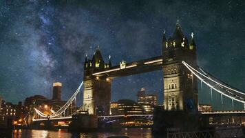 Londres torre Reino Unido leitoso caminho lua cinemagraph ciclo espaço de tempo 4k video