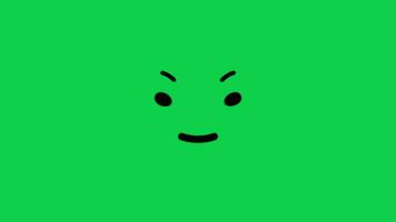 Cartoon character smiling face expression loop animation isolated on green screen background video