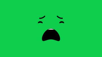 Cartoon crying face animation with tear isolated on green screen background video