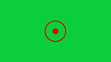 Red Circle radar radio waves signal target symbol icon animation isolated on green screen background video