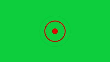 Red Circle radar radio waves signal target symbol icon animation isolated on green screen background video