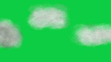 nubes Moviente izquierda a Derecha lazo animación aislado en verde pantalla antecedentes video