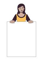 Supportive demonstration flat line color vector character. Feminism. Civil disobedience. Editable outline half body person on white. Simple cartoon spot illustration for web graphic design