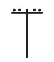 Single utility pole monochrome flat vector object. Providing electrical power. Editable black and white thin line icon. Simple cartoon clip art spot illustration for web graphic design