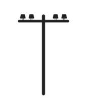 Single utility pole monochrome flat vector object. Providing electrical power. Editable black and white thin line icon. Simple cartoon clip art spot illustration for web graphic design