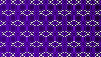 White lines moving over hexagonal pattern Purple color background video