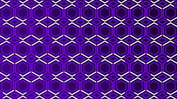 White lines moving over hexagonal pattern Purple color background video