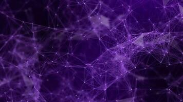 Purple plexus Abstract digital connection moving dots and lines mesh, Technology background video