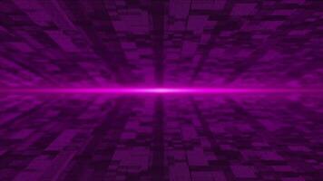 Pink flying particles in digital 3d technologic cyberspace with light rays. Digital matrix futuristic background video