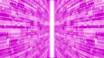 3D Pink striped box pattern moving technology 3d cyberspace with light rays video