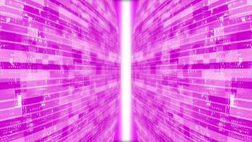 3D Pink striped box pattern moving technology 3d cyberspace with light rays video