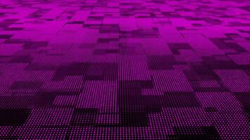 Pink particles square box pattern moving 3d technology cyberspace background. Digital matrix futuristic background video