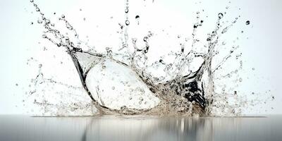 dinámica agua chapoteo agua salpicaduras en blanco antecedentes - ai generado foto