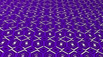 3d White lines moving over hexagonal pattern Purple color background video