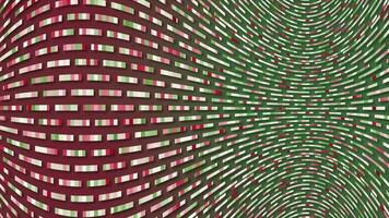 Simple Red and green small lines arranged in fish shape pattern background, multicolored background video