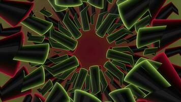 Red and Green color 3d shapes wiggling on circular path background video