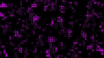 Appearing and disappearing 2d Pink circles and squares digital background, dark futuristic background video