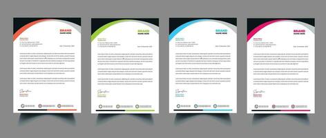 Letterhead Template Set with Wave Design Pro Vector