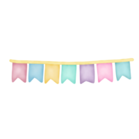 Watercolor pastel Birthday flag png